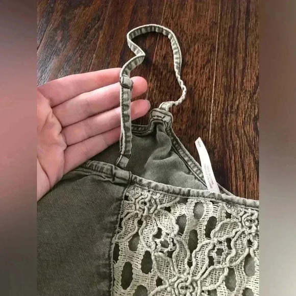 Free People Women’s S Hunter/Army Green Spaghetti Straps Crop Top w/Fringe - EUC - Picture 8 of 10